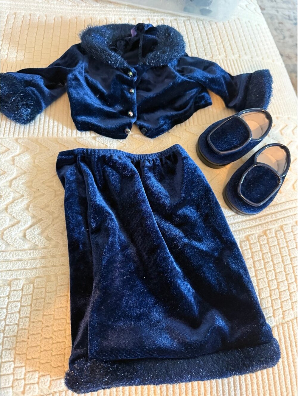 American Girl Twilight Holiday Blue Velvet Dress Shoes 2008 Pleasant Co B273
